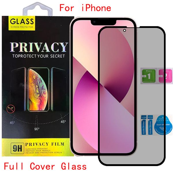Image of Privacy Anti-peeping anti-spy Full Cover Tempered Glass screen protector For iPhone 14 13 12 11 Pro max XR XS SAMSUNG A72 A52 A42 A32 A22 A12 A02S 5G with retail box