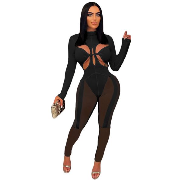 women jumpsuits one piece outfits mesh sheer bodycon jumpsuit long sleeve see through party rompers, Black;white
women jumpsuits one piece outfits mesh sheer bodycon jumpsuit long sleeve see through party rompers, Black;white
