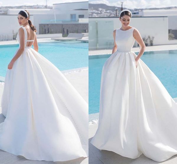 simple satin wedding dress o-neck sleeveless with pocket long bridal gown court train elegant saudi arabic bride dresses 2022 robe de mariee, White
simple satin wedding dress o-neck sleeveless with pocket long bridal gown court train elegant saudi arabic bride dresses 2022 robe de mariee, White