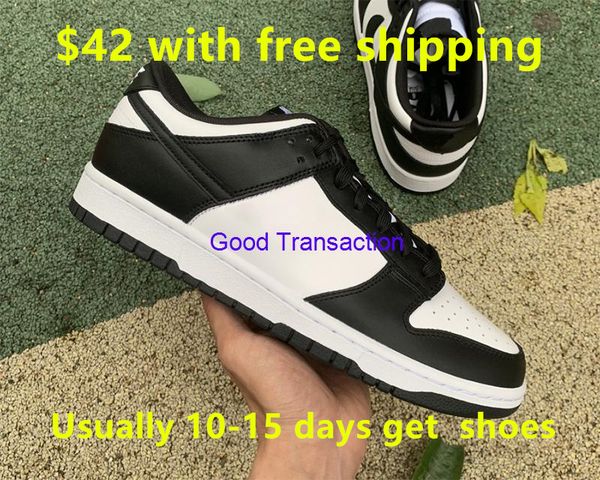 42usd dollars 3days ship authentic dk low panda running shoes sb chunky dunky men's and women's white/black-white outdoors fallow