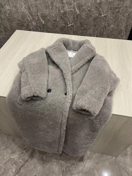 grey with silver silk alpaca fur icon coat mmax teddy bear camelwool women long coats button lapel neck outdoor parkas, Black
grey with silver silk alpaca fur icon coat mmax teddy bear camelwool women long coats button lapel neck outdoor parkas, Black