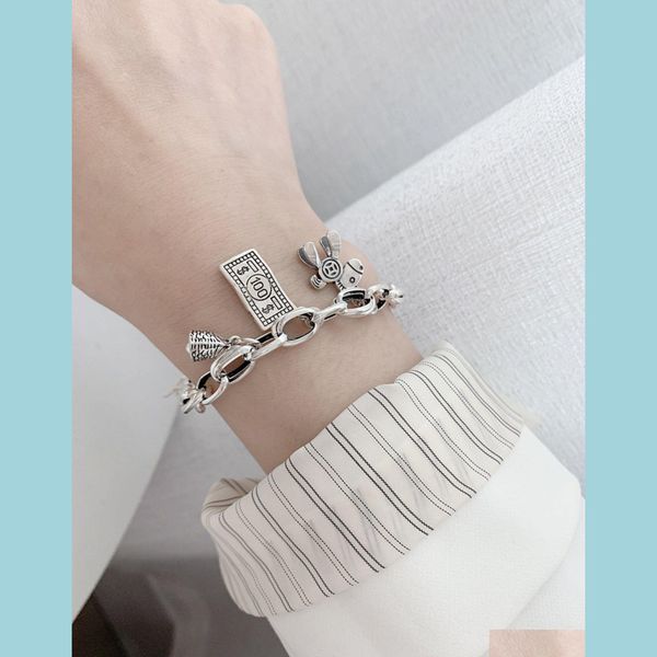chain vintage thai sier color horse dollar fish head pendant chain bracelet fashion refinement temperament jewelry drop delivery 2022 dh416, Black
chain vintage thai sier color horse dollar fish head pendant chain bracelet fashion refinement temperament jewelry drop delivery 2022 dh416, Black
