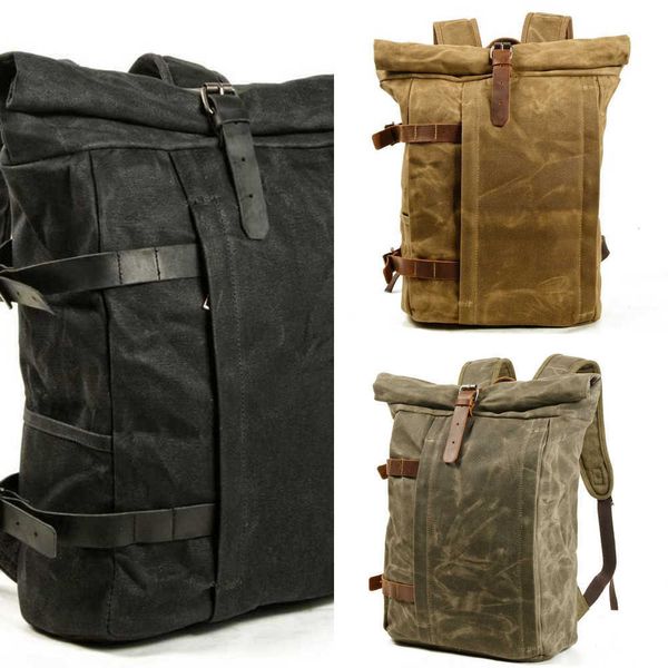 waterproof waxed bag style canvas backpack packsack vintage outdoor women men rucksack moto large capacity knapsack black color bags
waterproof waxed bag style canvas backpack packsack vintage outdoor women men rucksack moto large capacity knapsack black color bags