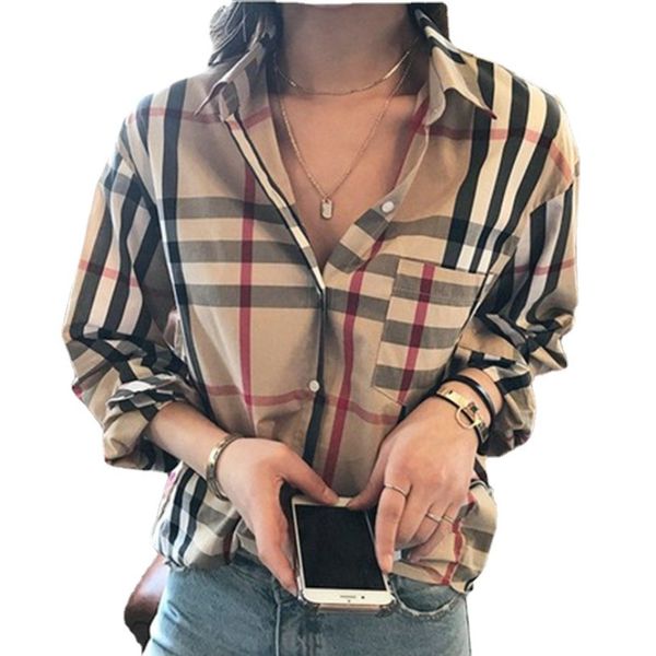 2022designer women's blouses shirts fashion classic summer new plaid t-shirt plus size casual long sleeve top, White
2022designer women's blouses shirts fashion classic summer new plaid t-shirt plus size casual long sleeve top, White