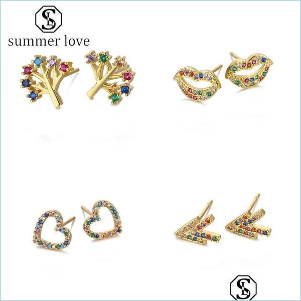 stud trendy rainbow cubic zirconia 925 sier ear pin love lips arrow tree eye stud earrings fashion copper plated earring jewelry drop dhud0, Golden;silver
stud trendy rainbow cubic zirconia 925 sier ear pin love lips arrow tree eye stud earrings fashion copper plated earring jewelry drop dhud0, Golden;silver