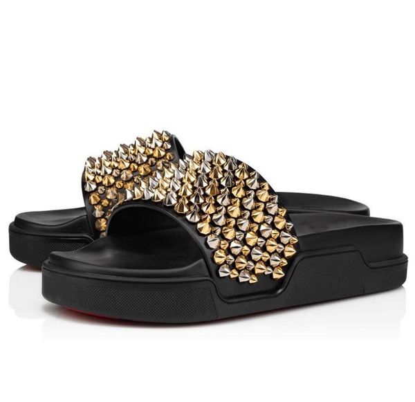 21 summer beach slide men spikes sandals flats studs red botto pool fun flat men's flip flops slipper r outdoor slides, Black
21 summer beach slide men spikes sandals flats studs red botto pool fun flat men's flip flops slipper r outdoor slides, Black