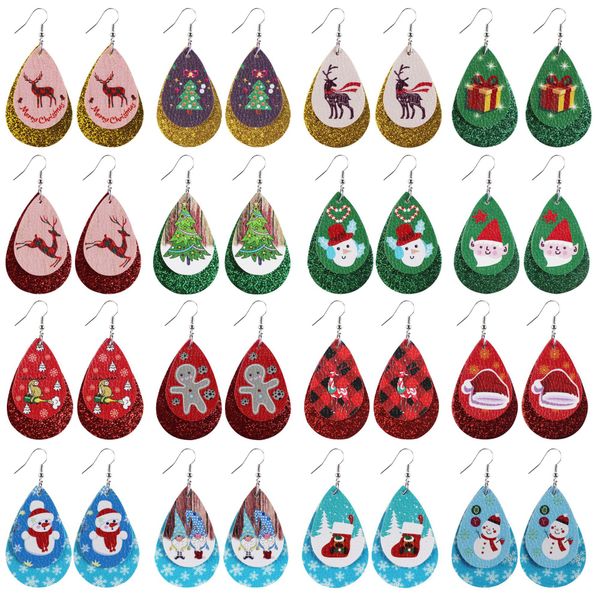 s3274 dangle christmas earrings for women double layer water drop tree elk santa claus snowman faux leather earrings, Silver
s3274 dangle christmas earrings for women double layer water drop tree elk santa claus snowman faux leather earrings, Silver