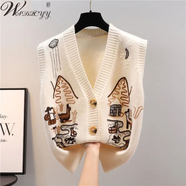 fashion print sleeveless knitted vest women streetwear v-neck sweater cardigans oversized soft vintage knitwear waistcoat, White;black
fashion print sleeveless knitted vest women streetwear v-neck sweater cardigans oversized soft vintage knitwear waistcoat, White;black