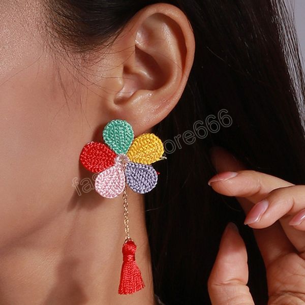 boho modern women dangle earrings cute colorful flower tassels ethnic simplicity trendy long tassel hanging earrings brincos, Silver
boho modern women dangle earrings cute colorful flower tassels ethnic simplicity trendy long tassel hanging earrings brincos, Silver