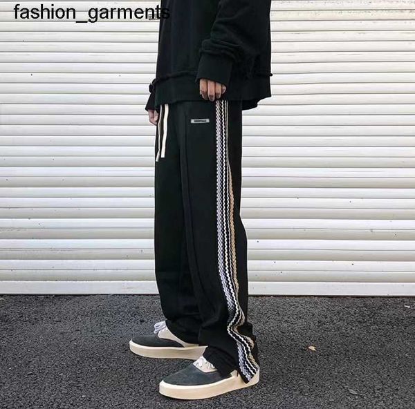 designer double thread essential webbing drawstring pants fashion straight tube guard pants, Black
designer double thread essential webbing drawstring pants fashion straight tube guard pants, Black