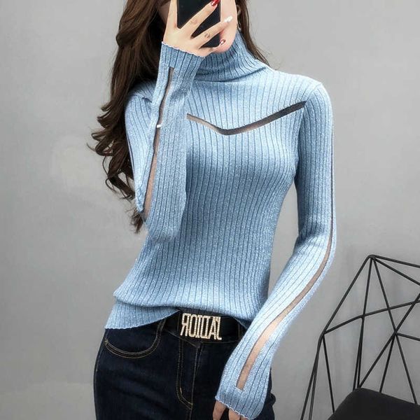 women's sweaters knited bright silk turtleneck pull sweater women long-sleeved cultivate one's morality perspective splicing net, White;black
women's sweaters knited bright silk turtleneck pull sweater women long-sleeved cultivate one's morality perspective splicing net, White;black