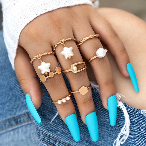 new pearl five pointed star inlaid ring set geometric irregular simple eight piece ring set, Silver
new pearl five pointed star inlaid ring set geometric irregular simple eight piece ring set, Silver