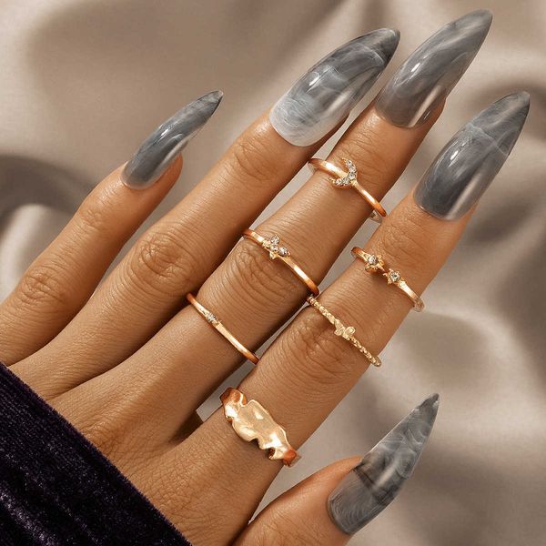 new ring set geometric moon butterfly diamond simple versatile six piece ring set, Silver
new ring set geometric moon butterfly diamond simple versatile six piece ring set, Silver
