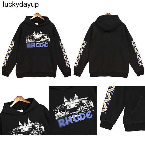 new men's hoodies designer sweatshirts rhude fashion castle print couple pullover washed fashion sweater hoodie, Black
new men's hoodies designer sweatshirts rhude fashion castle print couple pullover washed fashion sweater hoodie, Black