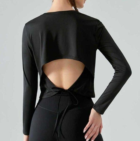 lu-384 women's yoga outfits hollow out back strap long sleeve running bodysuit loose casual sports shirt, White;red
lu-384 women's yoga outfits hollow out back strap long sleeve running bodysuit loose casual sports shirt, White;red