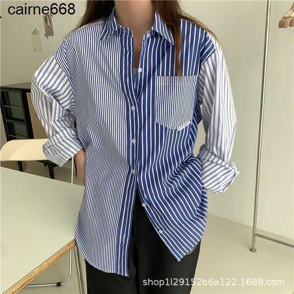 women's blouses designer shirts autumn new boyfriend loose blue stripe splicing long alexanders sleeve shirt men's women's wa, White
women's blouses designer shirts autumn new boyfriend loose blue stripe splicing long alexanders sleeve shirt men's women's wa, White
