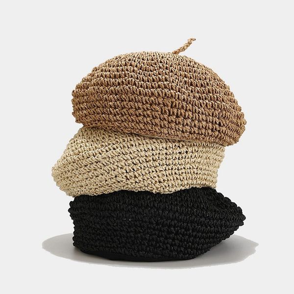 summer weave beret straw hats for women spring autumn flat sun hat breathable casual holiday artist beach cap chapeau, Blue;gray
summer weave beret straw hats for women spring autumn flat sun hat breathable casual holiday artist beach cap chapeau, Blue;gray