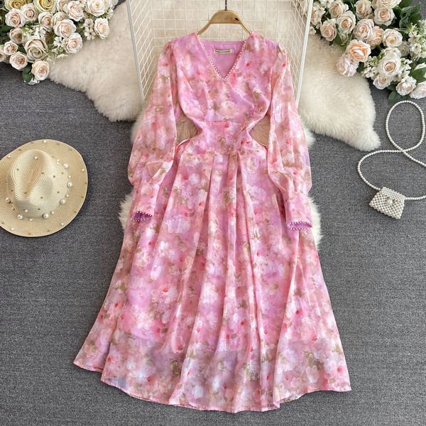 high class temperament a-line printed dress v-neck bubble long sleeve waist closing thin elegant big hem long skirt, Black;gray
high class temperament a-line printed dress v-neck bubble long sleeve waist closing thin elegant big hem long skirt, Black;gray