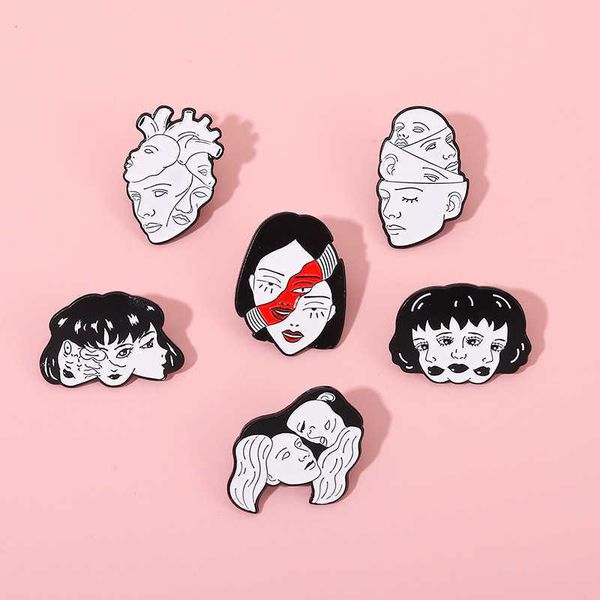 girl head portrait dark series face funny jewelry accessories metal badge clothing scarves button, Gray
girl head portrait dark series face funny jewelry accessories metal badge clothing scarves button, Gray