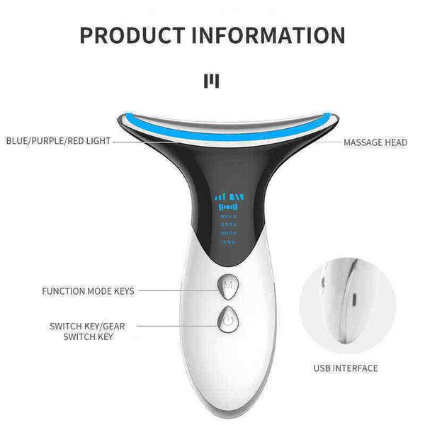 neck beauty instrument facial massager tightening head lines french led anti wrinkle face lifting device 220520