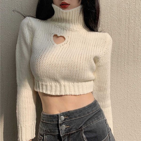 women's sweaters fashion turtleneck crop women sweaters autumn winter chic heart-shaped hollow out pullover long sleeve short women kni, White;black
women's sweaters fashion turtleneck crop women sweaters autumn winter chic heart-shaped hollow out pullover long sleeve short women kni, White;black
