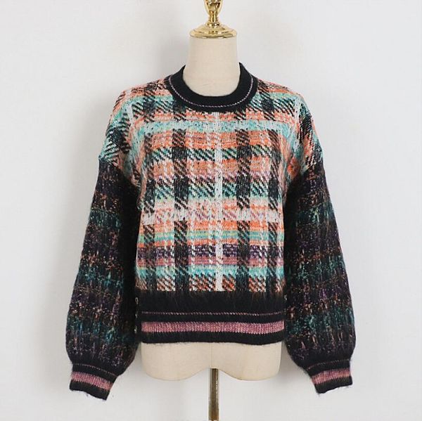 autumn winter checkered pattern sweater fashion o collar lantern long sleeve pullover femme casual warm w325, White;black
autumn winter checkered pattern sweater fashion o collar lantern long sleeve pullover femme casual warm w325, White;black