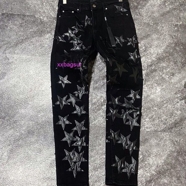 designer amirs jeans for mens 2021 korean brand high street black embroidered five pointed star elastic slim fitting calf denim pants, Blue
designer amirs jeans for mens 2021 korean brand high street black embroidered five pointed star elastic slim fitting calf denim pants, Blue