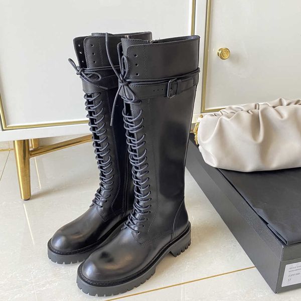 an family full cowhide autumn and winter new lace up flat women knight long horse high boots, Black
an family full cowhide autumn and winter new lace up flat women knight long horse high boots, Black