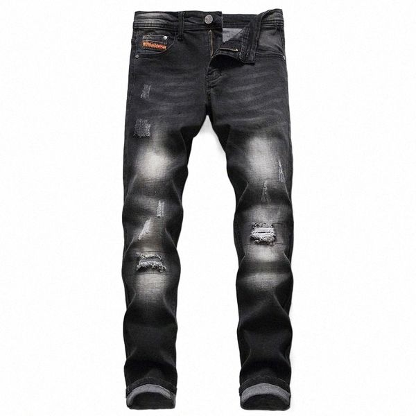 men's jeans european men italy navy pants slim zipper straight gentleman black hole for 96bf#, Blue
men's jeans european men italy navy pants slim zipper straight gentleman black hole for 96bf#, Blue