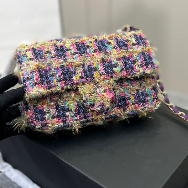 20/25cm colorful tweed flap designer bags womens classic quilted gold metal hardware leather chain crossbody shoulder purse french luxury br
20/25cm colorful tweed flap designer bags womens classic quilted gold metal hardware leather chain crossbody shoulder purse french luxury br