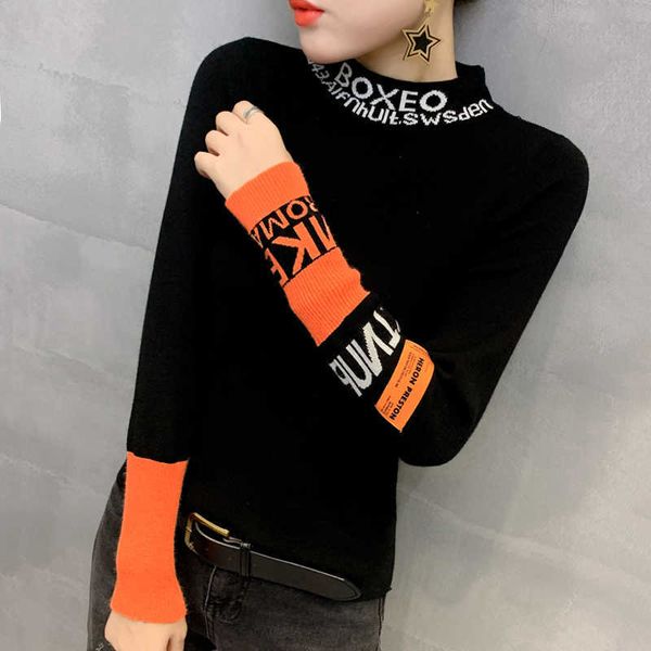 women's sweaters white black harajuku woman sweater pullovers long sleeve letter tight sweater turtleneck thin knitted spring autumn t
women's sweaters white black harajuku woman sweater pullovers long sleeve letter tight sweater turtleneck thin knitted spring autumn t