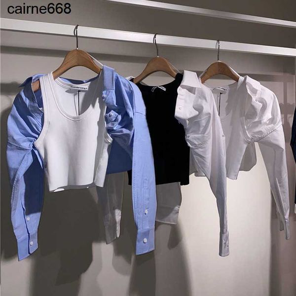 women's designer blouses shirts fake two-piece vest shirt women's alexanders new off shoulder spring wangs, White
women's designer blouses shirts fake two-piece vest shirt women's alexanders new off shoulder spring wangs, White