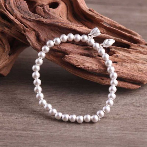 

999 silver ancient method matte ball beaded strands bracelets for women bohemia handmade bead statement bracelet wristband 040, Black