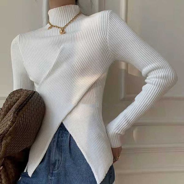 women's sweaters half turtleneck knitted bottoming for women 2022 new autumn winter slimming niche hem slit sweater pullover t221019, White;black
women's sweaters half turtleneck knitted bottoming for women 2022 new autumn winter slimming niche hem slit sweater pullover t221019, White;black