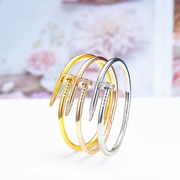 european and american nail bangle designer women's bracelet 18k gold couple cuff valentine's day 316l titanium jewelry, Black
european and american nail bangle designer women's bracelet 18k gold couple cuff valentine's day 316l titanium jewelry, Black