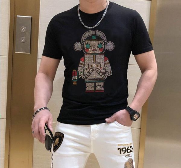 new t shirt men streetwear round neck short sleeve male clothes designer rhinestone tshirt, White;black
new t shirt men streetwear round neck short sleeve male clothes designer rhinestone tshirt, White;black