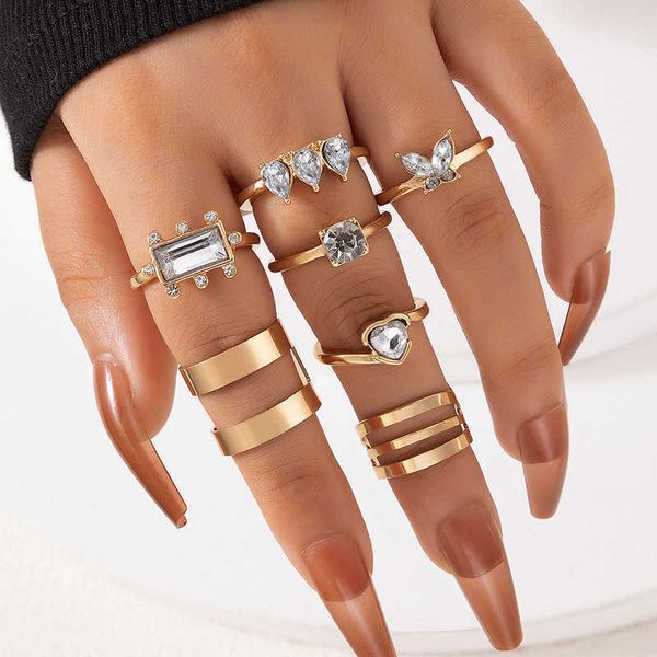 new korean style love diamond ring set geometric irregular square butterfly seven piece ring set, Silver
new korean style love diamond ring set geometric irregular square butterfly seven piece ring set, Silver