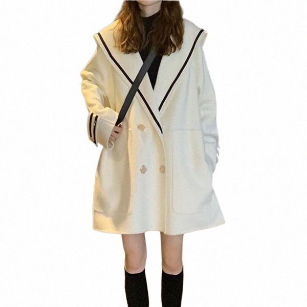 jackets autumn female mid-long korean style solid warm outerwear lady faux wool navy lapel woolen 044d#, Black;brown
jackets autumn female mid-long korean style solid warm outerwear lady faux wool navy lapel woolen 044d#, Black;brown