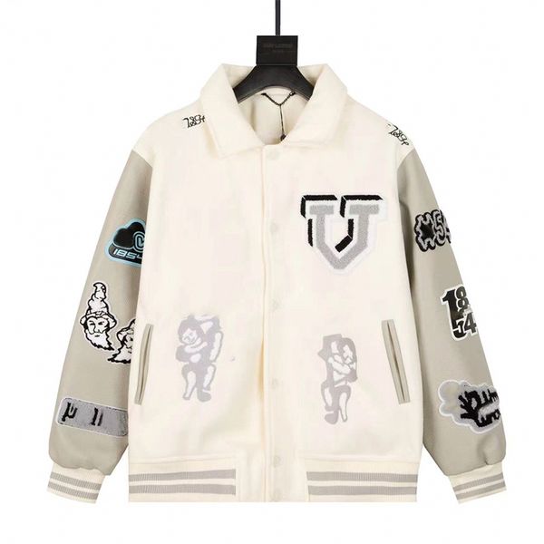 multi-patches mixed leather varsity blouson jacket arms with bouclette embroidered patches jackets men women designer striped wool ribs on, Black;brown
multi-patches mixed leather varsity blouson jacket arms with bouclette embroidered patches jackets men women designer striped wool ribs on, Black;brown