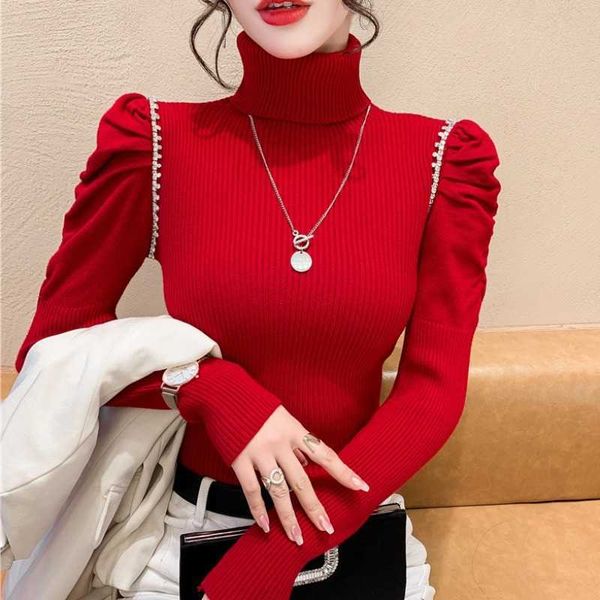 women's sweaters high-neck knitted shirt women's autumn winter 2022 new temperament diamond puff sleeve sweater bottoming t221019, White;black
women's sweaters high-neck knitted shirt women's autumn winter 2022 new temperament diamond puff sleeve sweater bottoming t221019, White;black