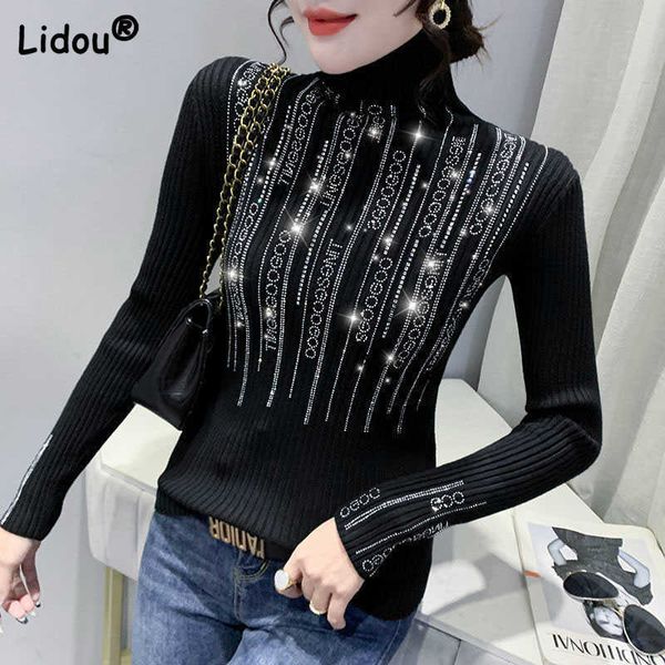 women's sweaters 2022 autumn sweater new high collar diamond women fashion slim comfortable office versatile long sleeve knitted t22101, White;black
women's sweaters 2022 autumn sweater new high collar diamond women fashion slim comfortable office versatile long sleeve knitted t22101, White;black