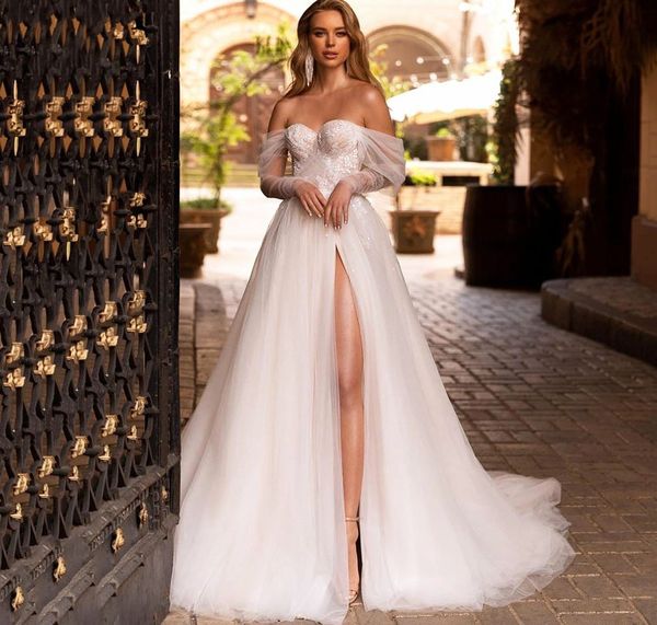 lace appliques sweetheart neck wedding dress 2023 princess off shoulder beach party bridal gown applique split vestido de noiva, White
lace appliques sweetheart neck wedding dress 2023 princess off shoulder beach party bridal gown applique split vestido de noiva, White
