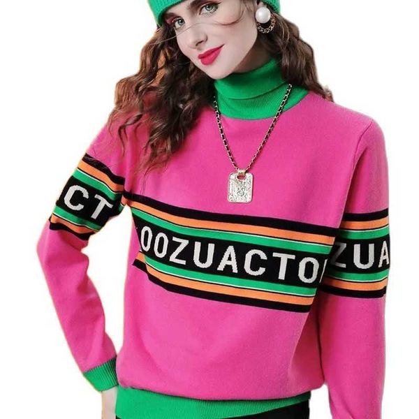 women's sweaters women high collar sweater 2022 autumn winter femaor matching knitting pullover ladies color contrast knitting t221019, White;black 
women's sweaters women high collar sweater 2022 autumn winter femaor matching knitting pullover ladies color contrast knitting t221019, White;black