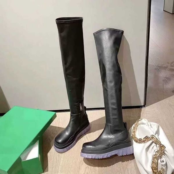 designer boots fashion brand bottega knee length round head elastic boot thick soles side zippers leather booties, Black
designer boots fashion brand bottega knee length round head elastic boot thick soles side zippers leather booties, Black