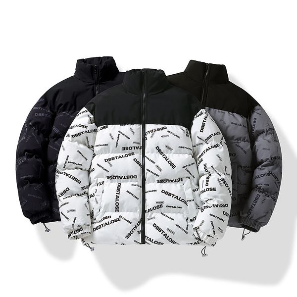 men's parkas printed puffer jacket streetwear stand collar ripsquilted padded cotton down jacket fashion contrast winter coats for men, Black
men's parkas printed puffer jacket streetwear stand collar ripsquilted padded cotton down jacket fashion contrast winter coats for men, Black
