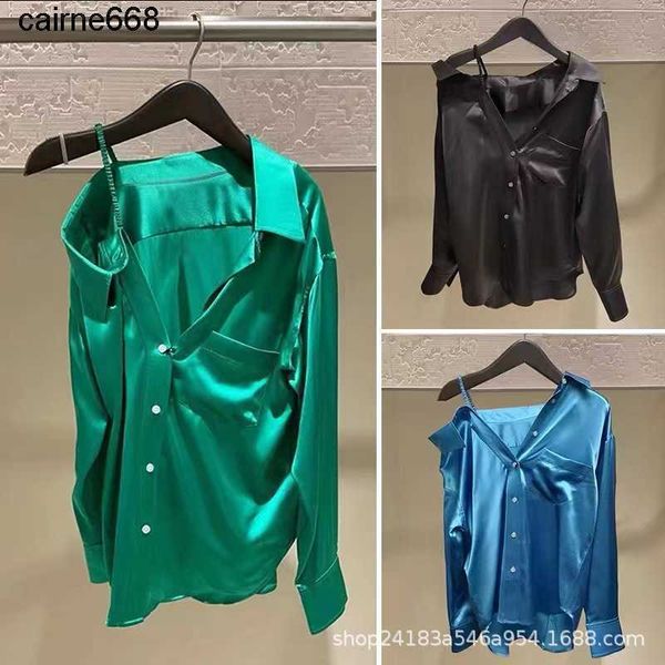 women's blouses designer shirts new type caution machine suspender shirt senior sense satin alexanders star style shirt woman wangs, White
women's blouses designer shirts new type caution machine suspender shirt senior sense satin alexanders star style shirt woman wangs, White