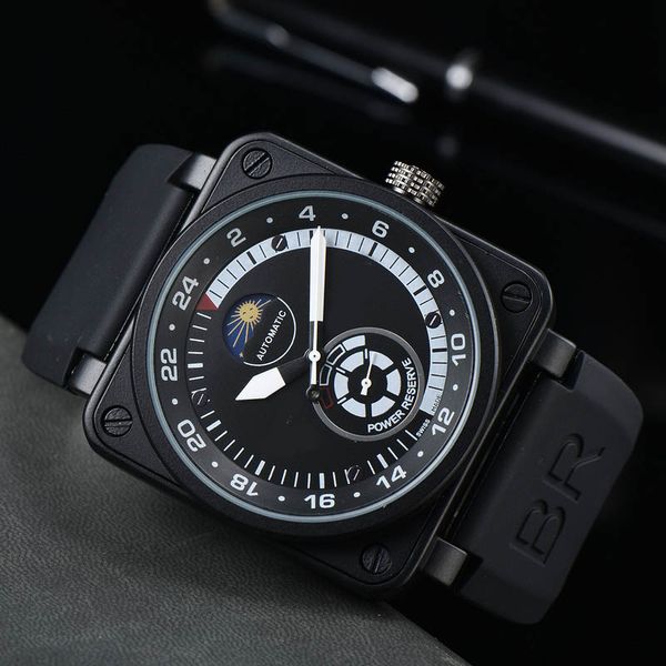 luxury brand men's mechanical watch multifunctional moon phase time running second stainless steel case rubber band watch, Slivery;brown
luxury brand men's mechanical watch multifunctional moon phase time running second stainless steel case rubber band watch, Slivery;brown