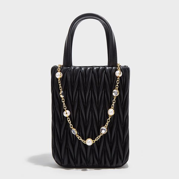 autumn winter new pleated tote bag one shoulder crossbody handbag small pearl chain bag
autumn winter new pleated tote bag one shoulder crossbody handbag small pearl chain bag