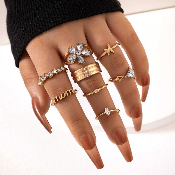 new simple starfish letter ring set geometrically irregular flower diamond set eight piece ring, Silver
new simple starfish letter ring set geometrically irregular flower diamond set eight piece ring, Silver
