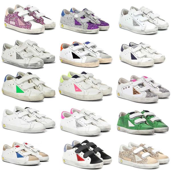 2022 white italy kids size children's casual shoes classic do-old dirty golden glitter hook loop sneakers leather super star shoe metal, Black
2022 white italy kids size children's casual shoes classic do-old dirty golden glitter hook loop sneakers leather super star shoe metal, Black